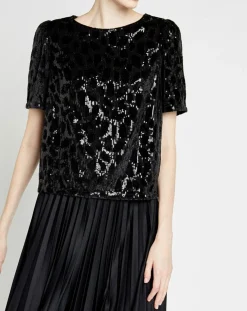 Top en Velours & Sequins Casey noir