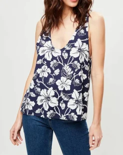 Top Fleurs du Futur fleuri bleu/blanc