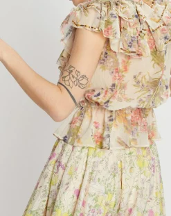 Top Gipsy volanté écru/multicolore