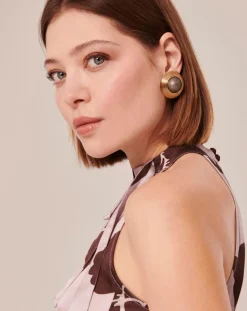 Top imprimé fleuri en satin parme