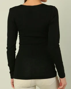 Top Laine & Soie noir