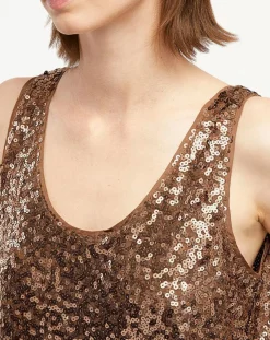 Top Paillettes Tess marron
