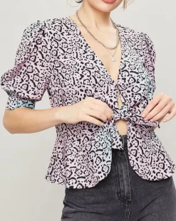 Top Panthère bleu/rose