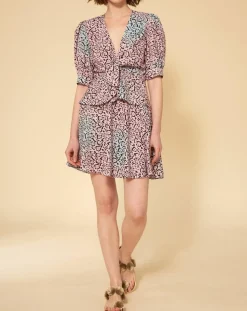 Top Panthère bleu/rose