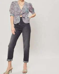 Top Panthère bleu/rose