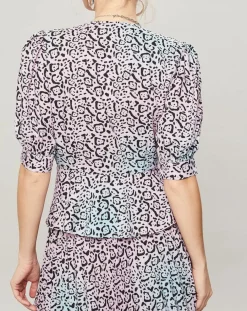 Top Panthère bleu/rose