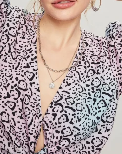 Top Panthère bleu/rose