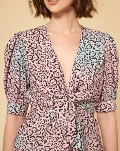 Top Panthère bleu/rose