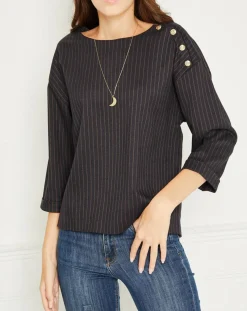 Top rayures & boutons Hania marine