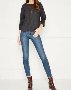 Top rayures & boutons Hania marine