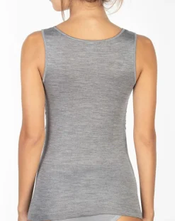 Top sans manches en Laine mélangée bretelles larges dentelle gris