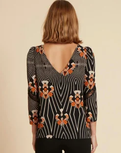 Top Toran imprimé noir