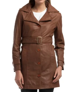 Trench en Cuir Elsa cognac