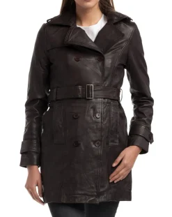 Trench en Cuir Esmeralda marron