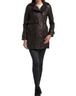 Trench en Cuir Esmeralda marron