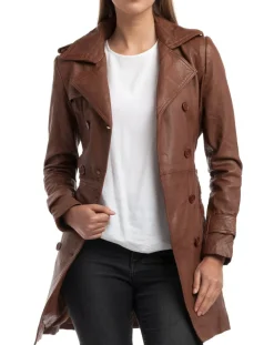 Trench en Cuir Esmeralda cognac