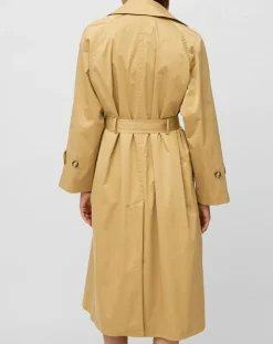 Trench long en Toile de coton mélangé beige