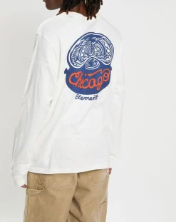 T-Shirt 100% Coton Bio Chicago Il Ls écru