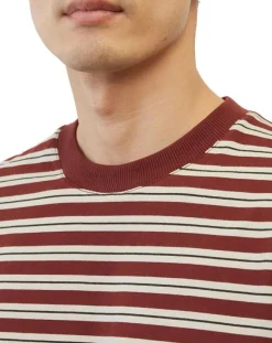 T-Shirt 100% Coton Bio col rond rayé rouge/blanc