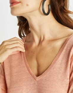 T-Shirt 100% Lin Essential pêche