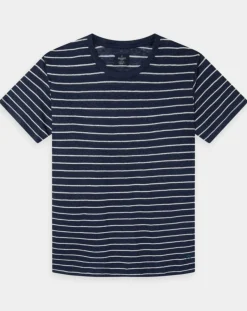 T-Shirt 100% Lin Regular Fit Marinière bleu/blanc