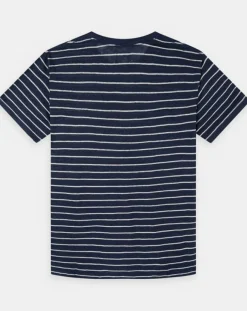 T-Shirt 100% Lin Regular Fit Marinière bleu/blanc