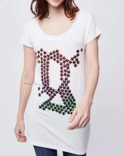 T-Shirt à sequins blanc/rouge/vert
