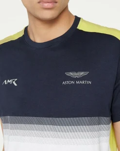 T-Shirt Aston Martin Racing colorblok blanc/bleu