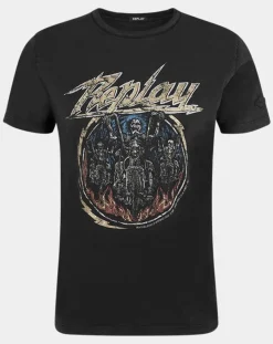 T-Shirt Biker Skull noir