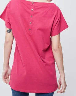 T-Shirt boutonné et imprimé rose