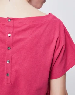 T-Shirt boutonné et imprimé rose