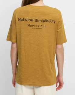 T-Shirt Col rond inscription poitrine moutarde