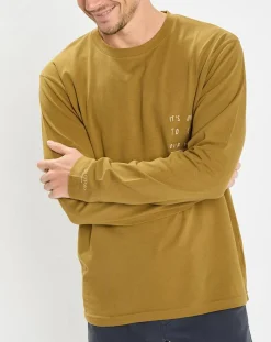 T-Shirt col rond message kaki