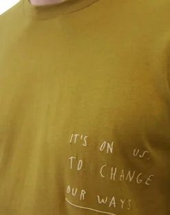 T-Shirt col rond message kaki