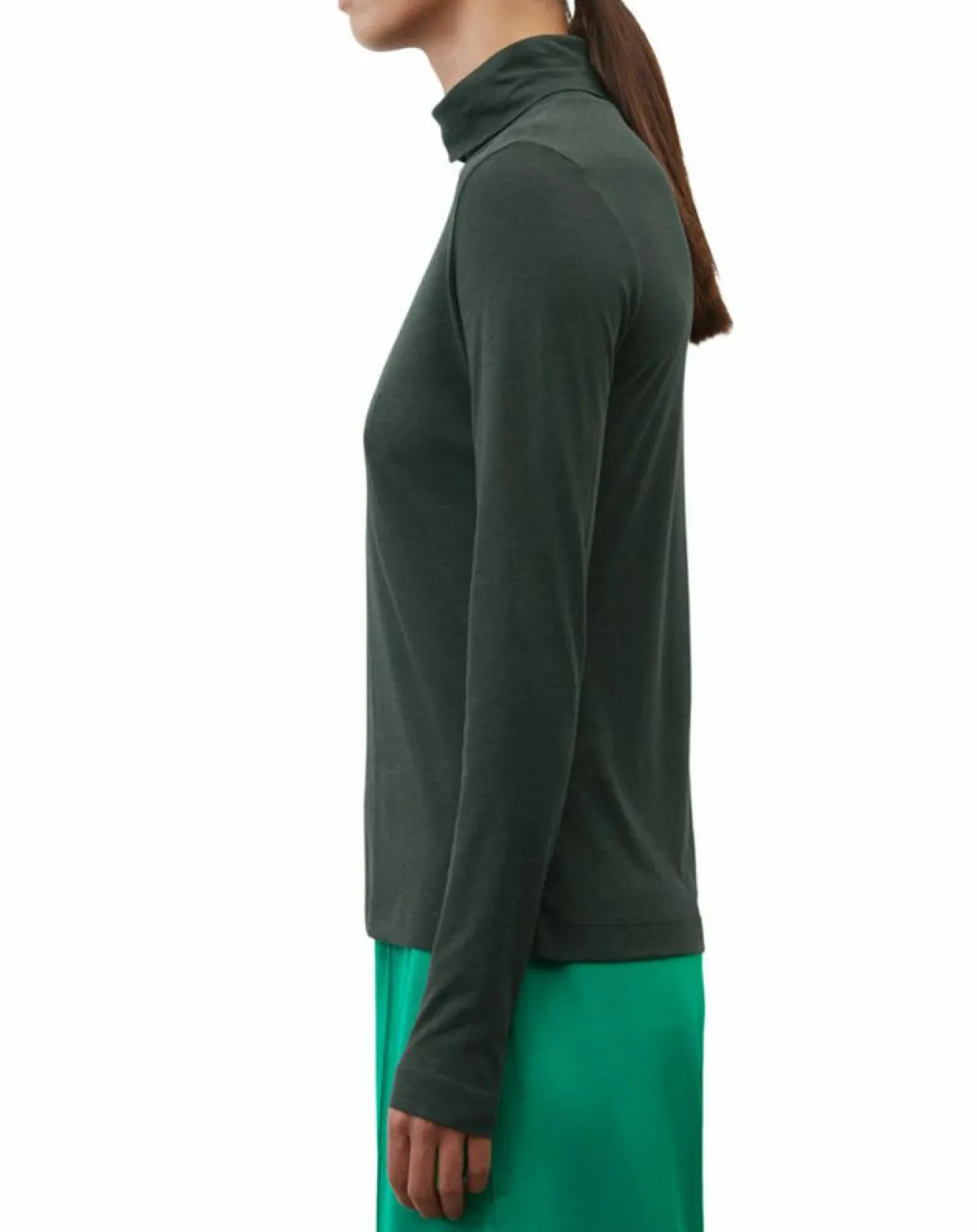 T-Shirt col roulé vert foncé