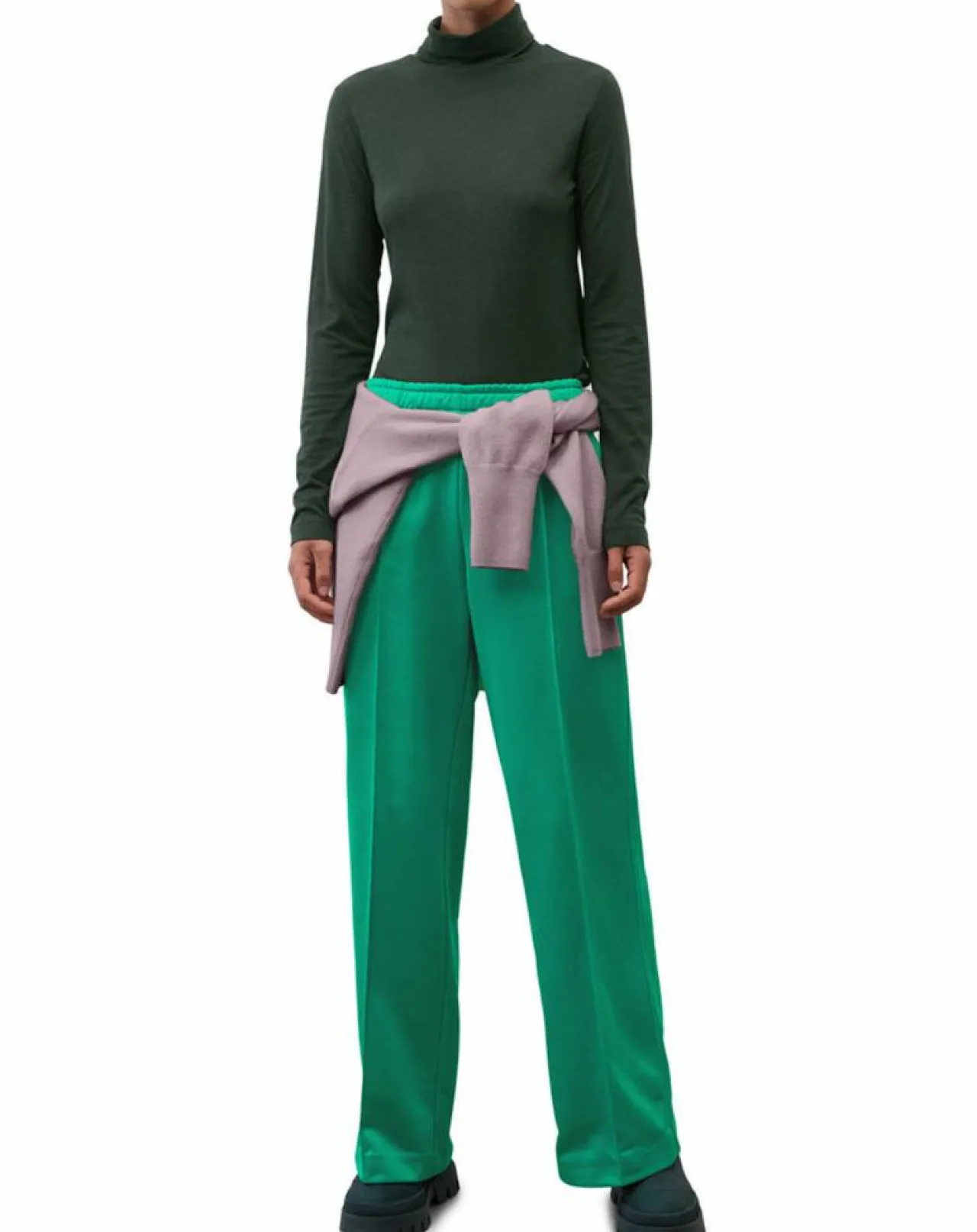 T-Shirt col roulé vert foncé