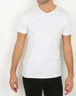 T-Shirt Col V blanc