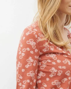 T-Shirt Doris à fleurs pêche