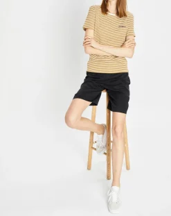 T-Shirt en Coton à rayures marron/blanc