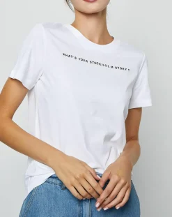 T-Shirt en Coton inscription Stockholm blanc