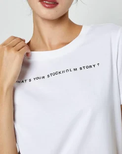 T-Shirt en Coton inscription Stockholm blanc