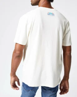 T-Shirt en Lin mélangé Print Main Sergio écru