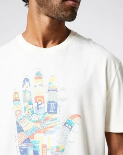 T-Shirt en Lin mélangé Print Main Sergio écru