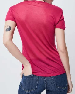 T-Shirt fin imprimé rose foncé
