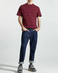 T-Shirt Flooray mc pique rayé bordeaux