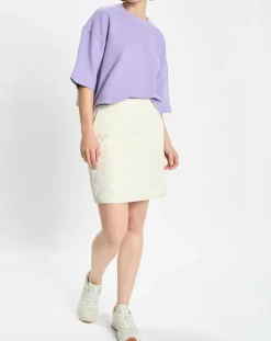 T-Shirt gaufré manches 3/4 Boxy violet clair