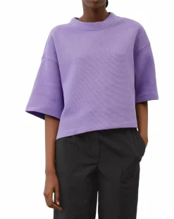 T-Shirt gaufré manches 3/4 Boxy violet clair