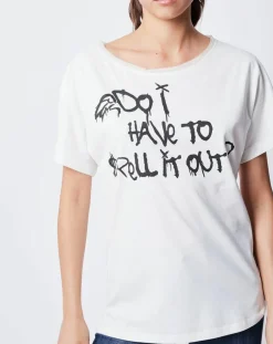 T-Shirt imprimé blanc cassé/noir