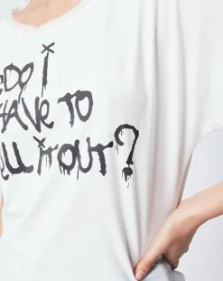 T-Shirt imprimé blanc cassé/noir