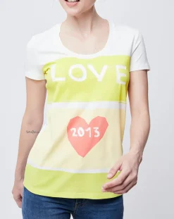 T-Shirt imprimé blanc/jaune